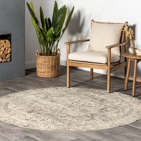 Rain Haven Atrium Medallion Washable Grey Rug