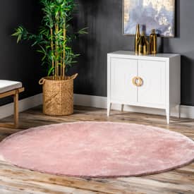 Cloudscape Washable Solid Shag Pink Rug