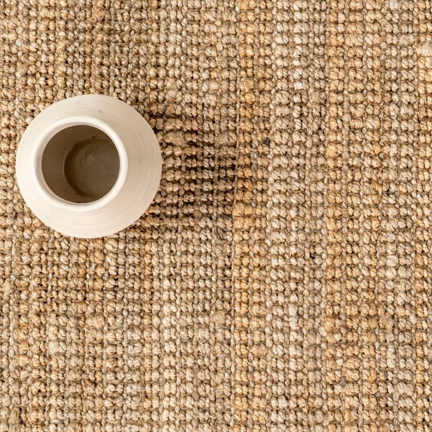Natural Handwoven Jute Ribbed Solid Area Rug