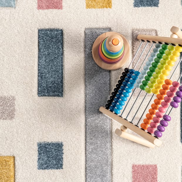 Colorblock Mini Rug Colorful Multipurpose Small Knit Area Rug