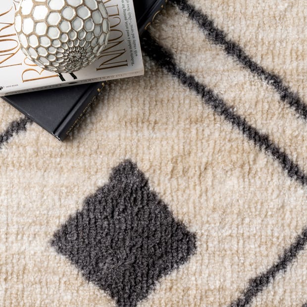 Reines Modern Hex Non-Slip Backing Beige Rug