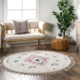 Cloudcraft Kenzie Carved Shag White Rug