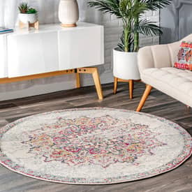 Bosphorus Sunny Wildflower Medallion Pink Rug