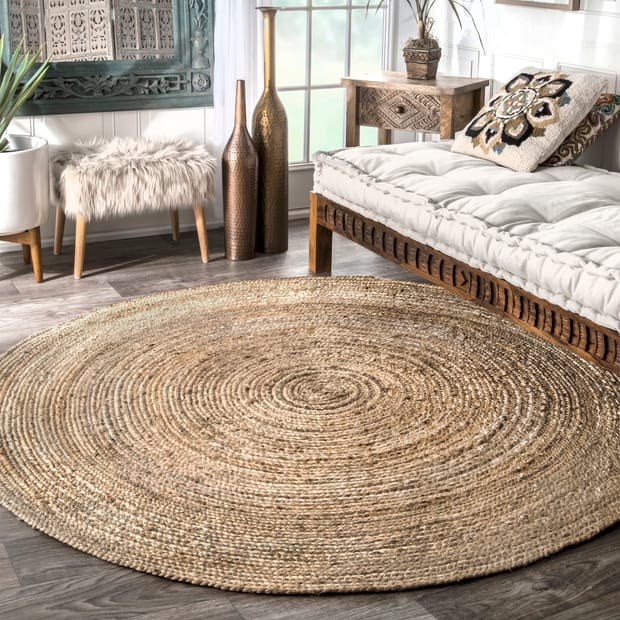 Natural Rustic Oval Jute Rug, Living Room Rugs