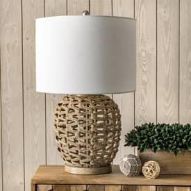 Wicker basket discount table lamp