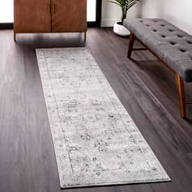 Light Grey Vintage Medallion Area Rug