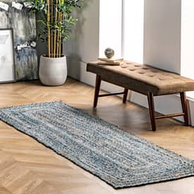 Boardwalk Hand Braided Denim And Jute Interwoven Solid Denim Rug