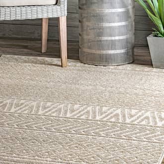 Beige Hyperion Textured Banded Indoor/Outdoor rug