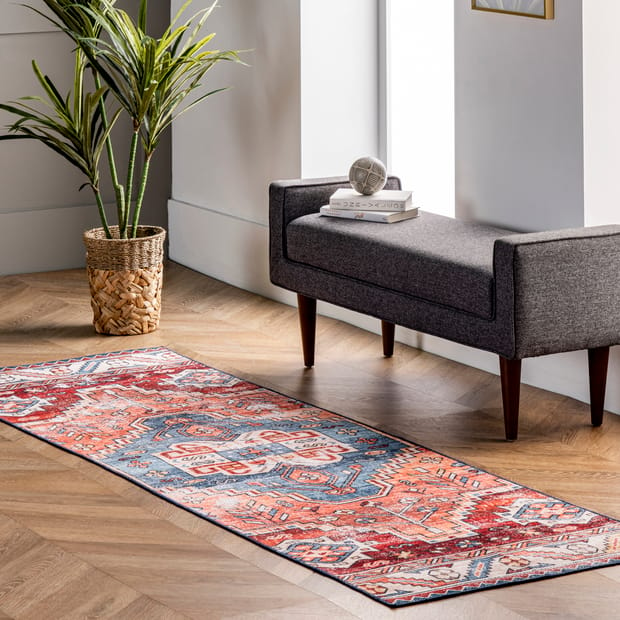 Rain Haven Oriental Medallion Washable Rust Rug