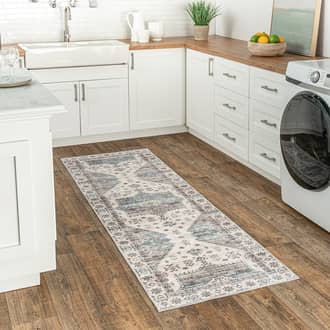 Beige Rain Haven Joyce Medallion Washable rug