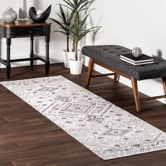 Light Gray Rain Haven Marley Geometric Bordered rug