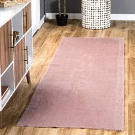 Cloudscape Washable Solid Shag Pink Rug