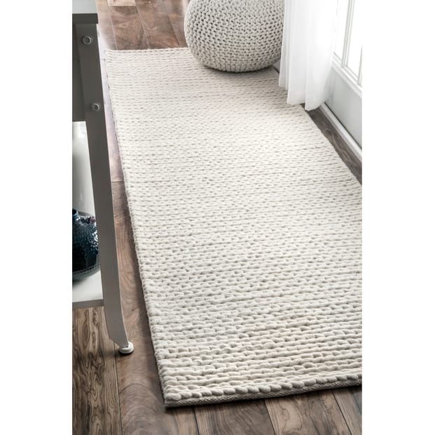 Off White Veronica Wool Braided Area Rug