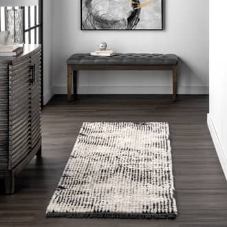 Gray Airydale Faded Stripes Fringed rug