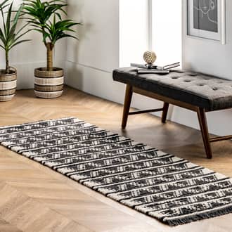 Beige Airydale Lacy Chevrons Tasseled rug