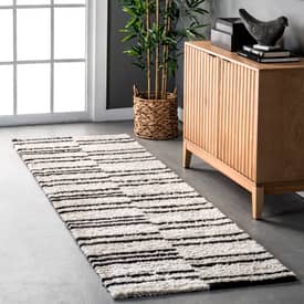 beige striped rug