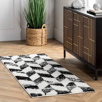 Black And White Pickette Faded Herringbone Shag rug