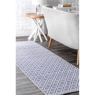 Navy Chalet Diamonds Cotton Trellis Flatwoven rug