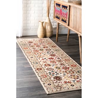 Light Beige Hectoria Floral Life Tree Fringe rug