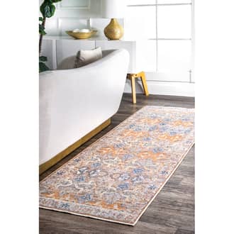 Orange Folktime Quatrefloral Tribal Fringe rug