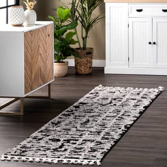 Light Gray Grooven Textured Abstract Tasseled rug