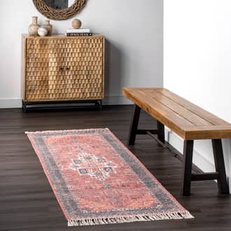 Rust Ditmars Printed Floral Medallion Tasseled rug