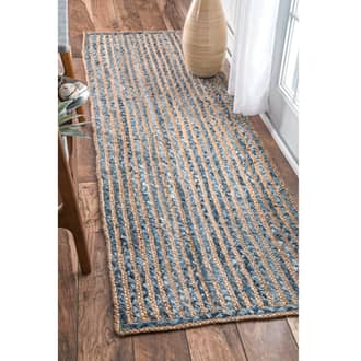 Blue Boardwalk Hand Braided Jute And Denim Striped rug