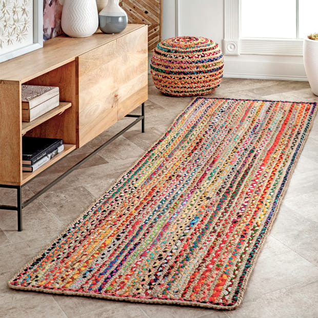 Himanshi Fab Jute And Cotton Chindi Border Carpets – Braided