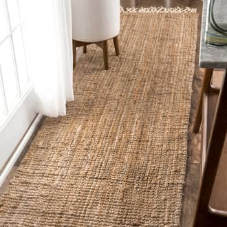 Photos - Area Rug Natural Hand Woven Jute with Wool Fringe 2' 6" x 10' rug Natural 200NCNT24