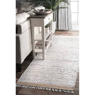 Beige Monaco Solid Chindi Tassel rug