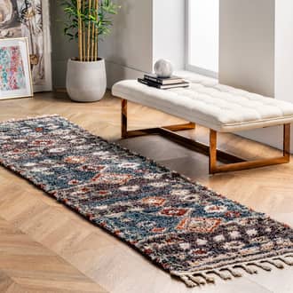 Blue Hearthside Moroccan Diamond Shag With Tassels rug