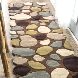 Serendipity Contemporary Handmade Wool Pebbles Cobblestone Brown Rug