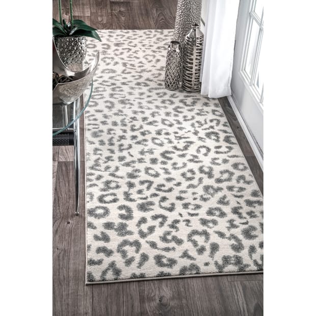 Leopard Print Grey 10 ft. x 13 ft. Indoor Area Rug