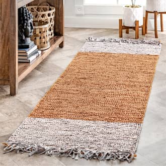 Natural Hayworth Bordered Leather Tassel rug