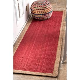 Red Jute Simple Border Area Rug