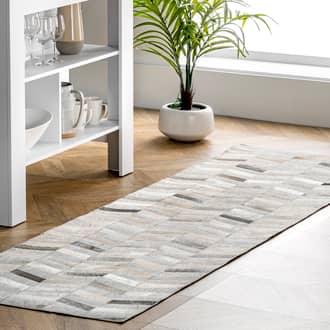 Silver Mandovi Cowhide Herringbone rug