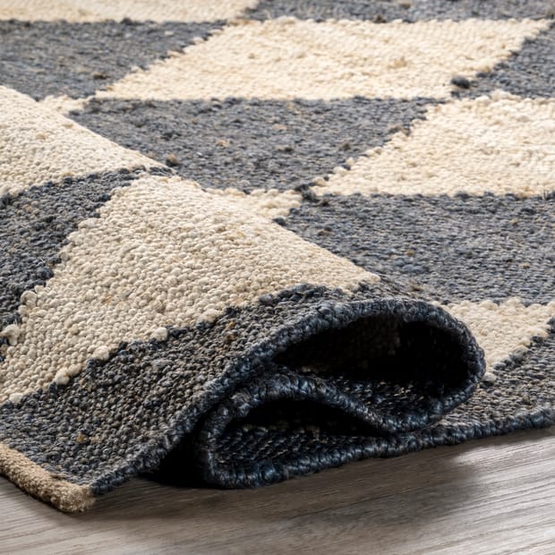 Arvin Olano x Rugs USA Louie Diamond Checkerboard Jute Natural Rug