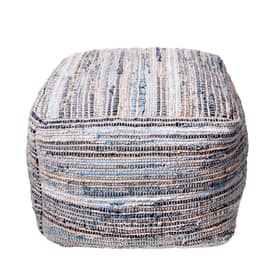 Poufs Knitted Jute and Denim Pouf Natural