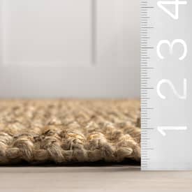 Naturally Textured Chunky Jute Tasseled Natural Rug