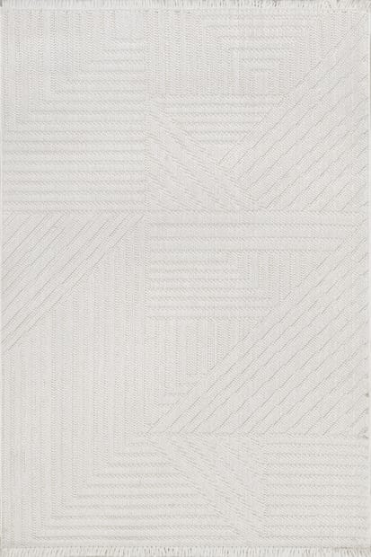 Off White Sisile Zen Garden Tasseled Area Rug