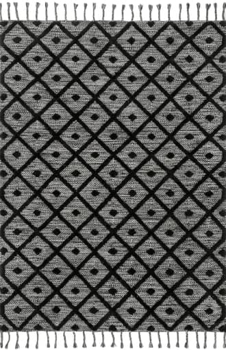 Dark Grey 5' x 8' Diamond Textured Trellis Tassel Rug swatch