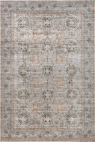 Taupe 4' x 6' Kaylee Faded Trellis Border Spill Proof Washable Rug swatch