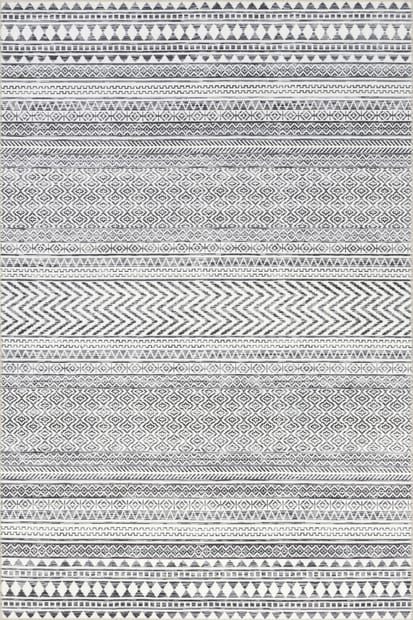 Raia Charcoal and Grey Tribal Distressed Washable Rug