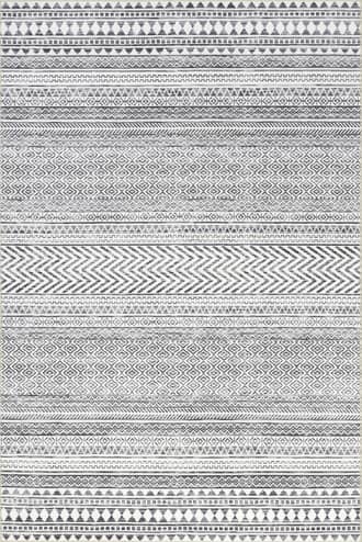 Grey 2' 6" x 8' Tribal Banded Washable Rug swatch