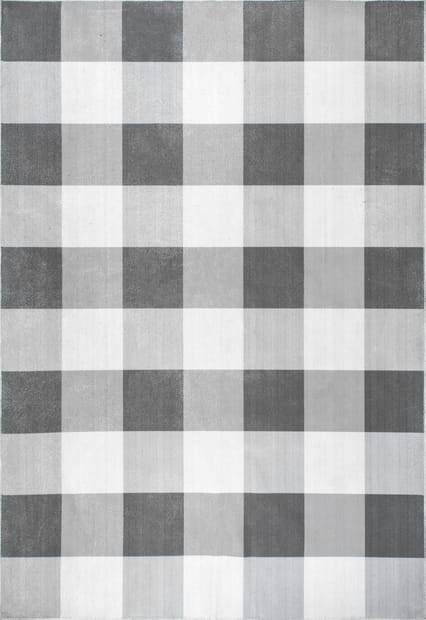 Rain Haven Alanna Buffalo Plaid Washable Grey Rug