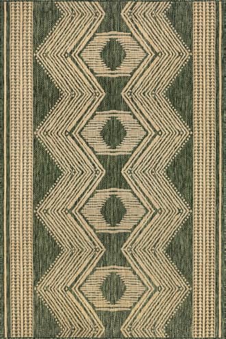 Green 9' 6" x 12' Iris Totem Indoor/Outdoor Flatweave Rug swatch