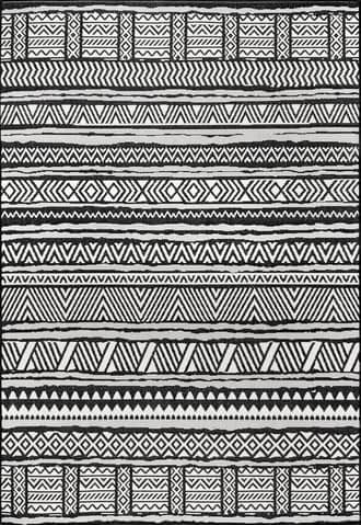 Black 9' 6" x 12' Striped Banded Indoor/Outdoor Rug swatch