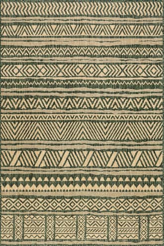 Green 9' 6" x 12' Striped Banded Indoor/Outdoor Rug swatch
