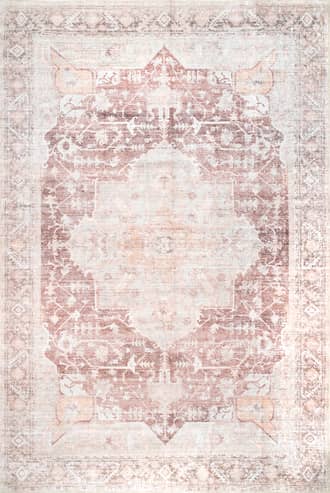 Pale Pink 2' 6" x 8' Ava Vintage Persian Washable Rug swatch