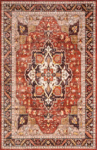 Red 2' 6" x 8' Soraya Spill Proof Washable Rug swatch